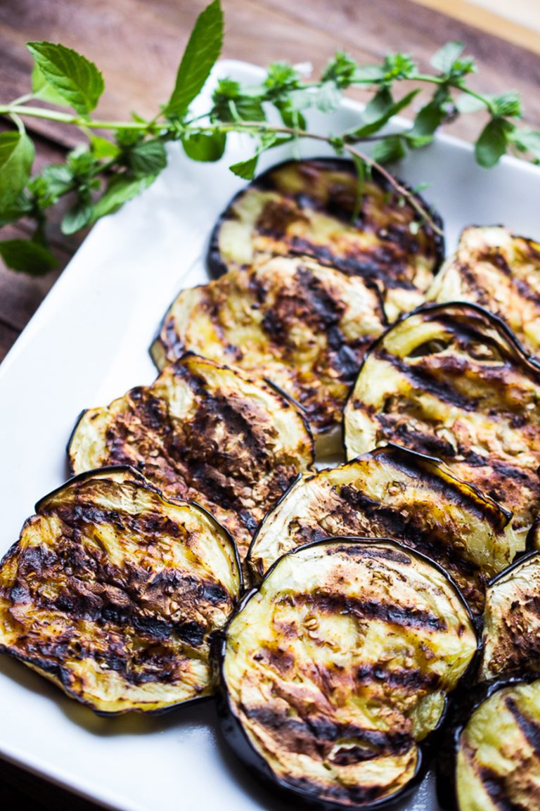 Grilled Eggplant with Romesco Sauce - Spoonful of Plants
