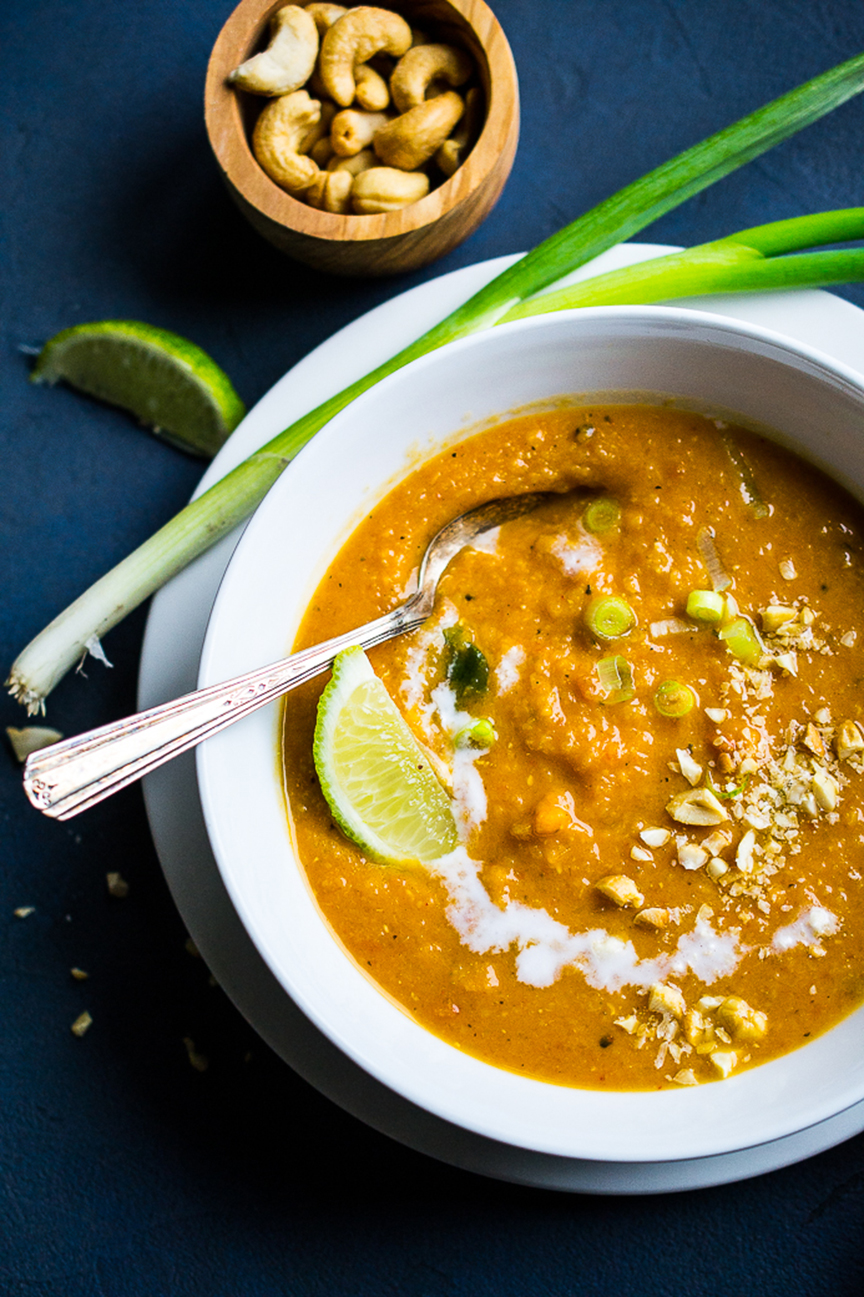 Coconut Curry Butternut Squash and Red Lentil Soup - Spoonful of Plants