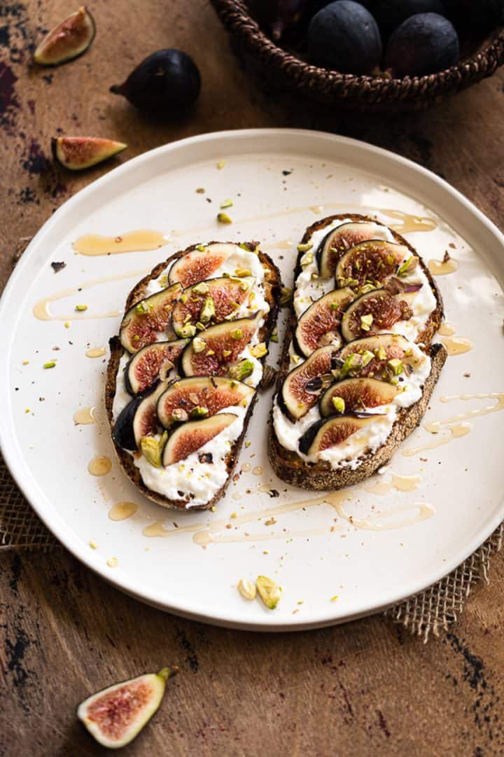 Whipped Feta and Fig Toasts with Pistachios and Honey Spoonful of Plants