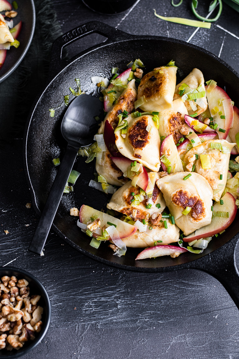 Perogies with Apples and Leeks