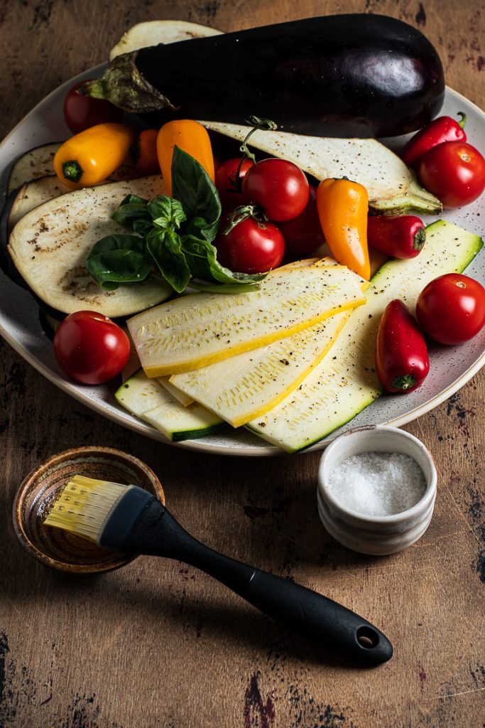 Grilled Vegetable Platter with Basil Cashew Ricotta