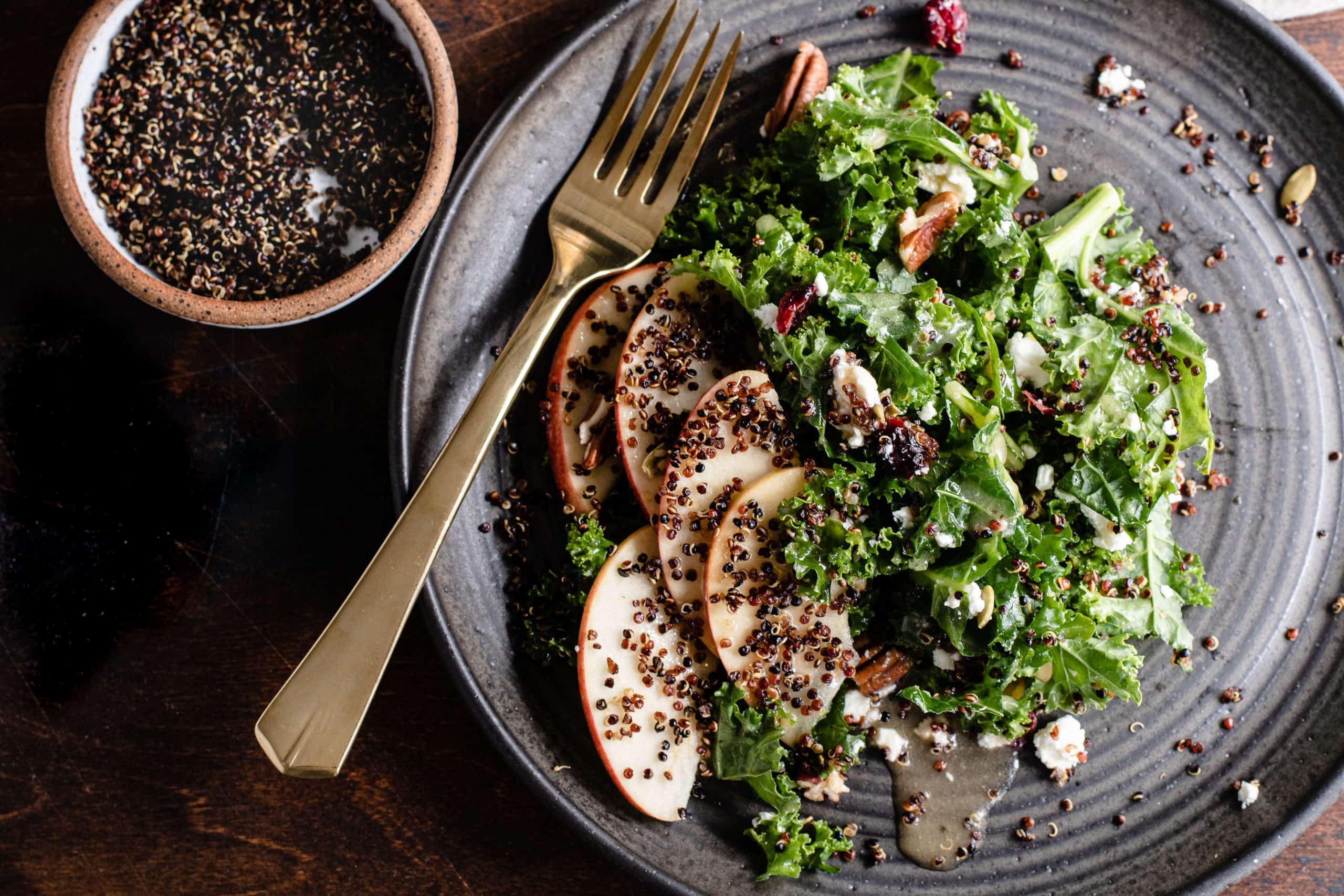 Kale & Apple Salad with Quinoa Crisps Spoonful of Plants