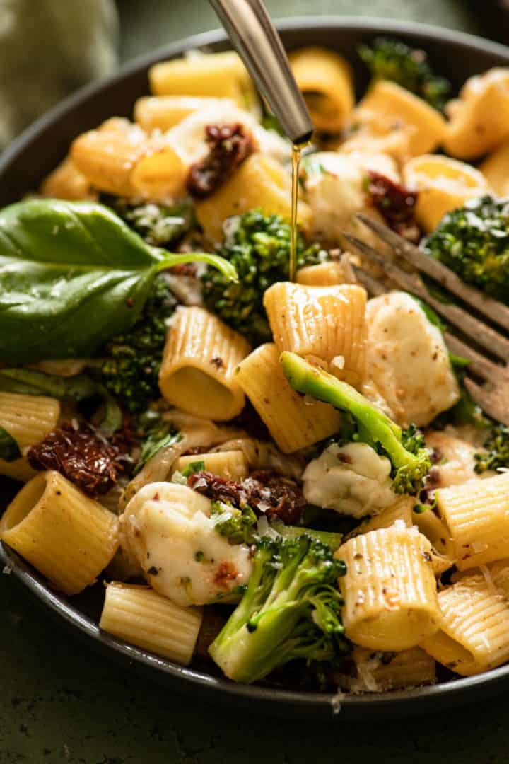 Rigatoni Pasta with Broccoli and Sun Dried Tomatoes - Spoonful of Plants
