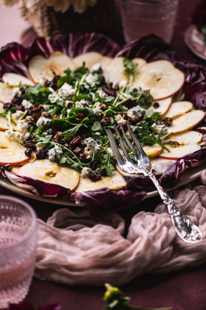 Apple Carpaccio with Arugula and Blue Cheese