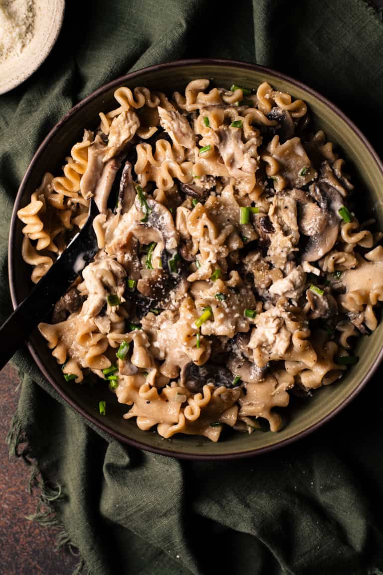 Creamy Mushroom and Chicken Pasta - Spoonful of Plants